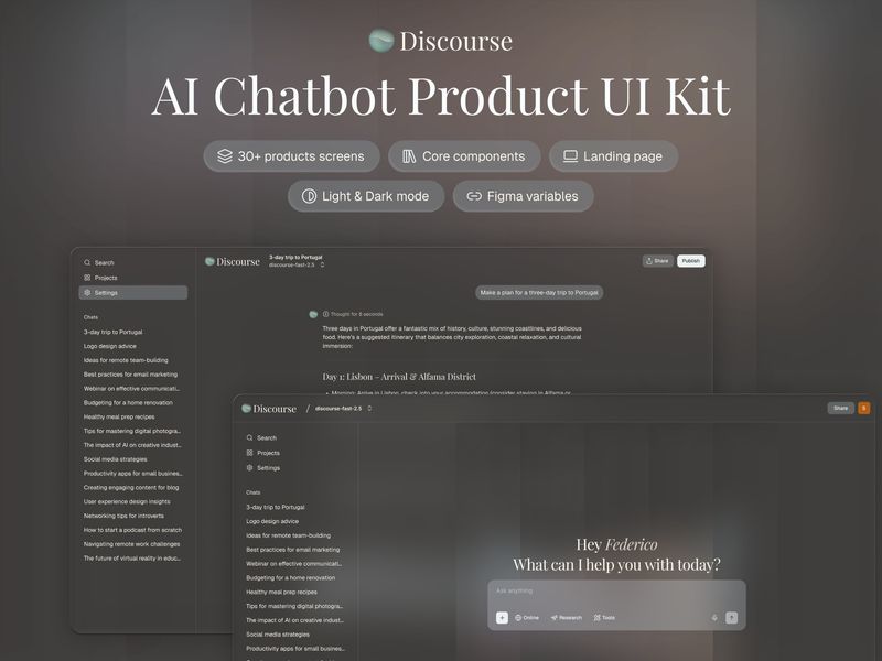 Discourse - AI Chatbot UI Kit for Figma
