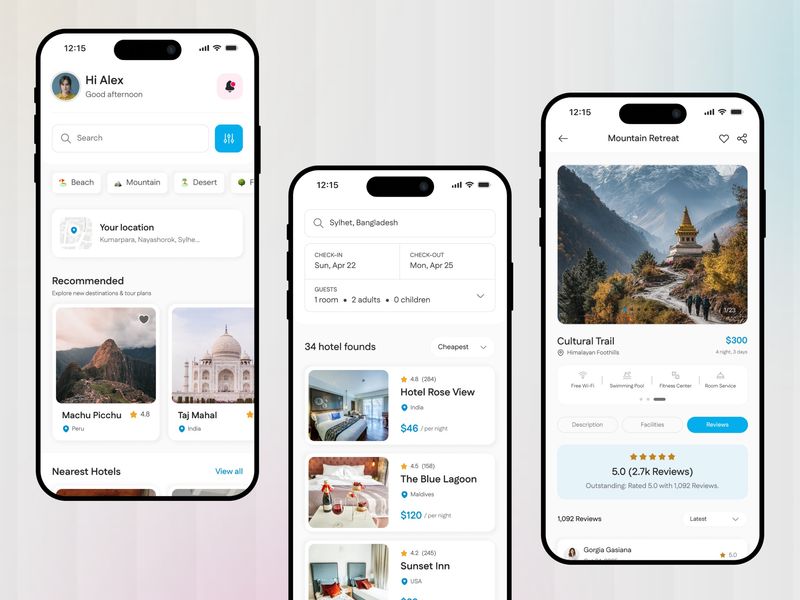 Tourly Travel App UI Design