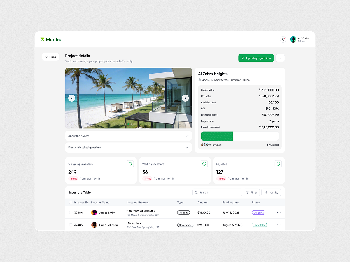 Project Details | Web App Design | Montra