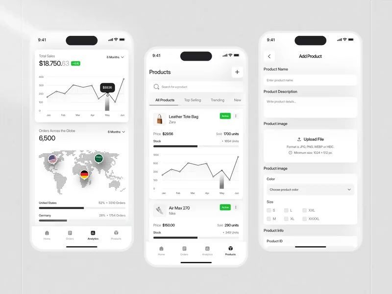 E commerce Analytics Dashboard – Mobile Admin App UI