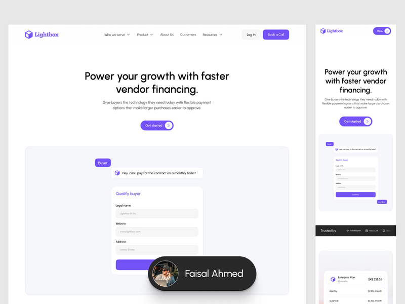 Lightbox : Modern B2B Vendor Financing Website & Mobile Template: A B2B vendor financing website and mobile template with a form-driven lead flow, for fintech and SaaS teams shipping a marketing site fast.