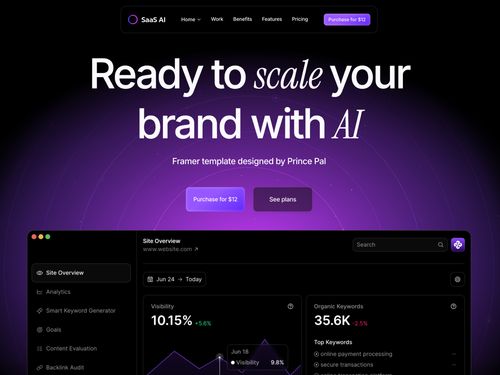 Framer Template for SaaS, AI, & Startup Companies - Prince Pal