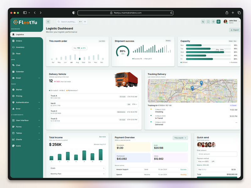 Logistics Admin Dashboard Web App UI Design