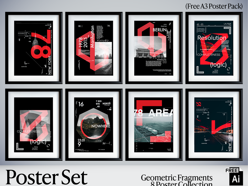 Geometric Fragments — 8 Vector Poster Series