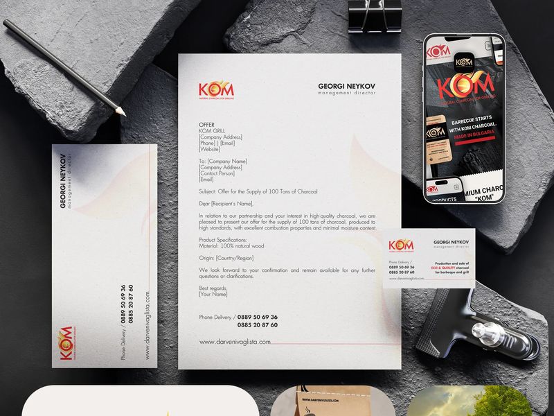 Branding · KomGrill — Ecological and High-Quality Charcoal