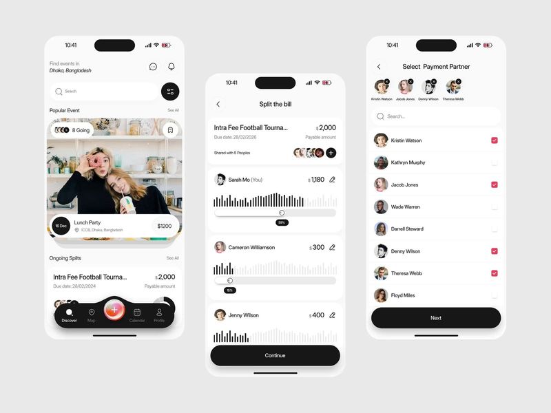 Event & Bill-Splitting Mobile App Design