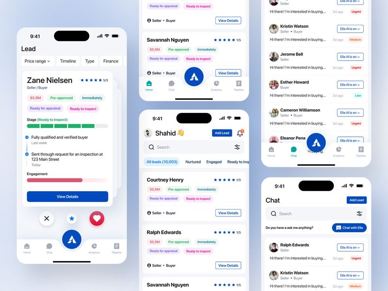 AgentAmp - Mobile Design for a Real Estate CRM App