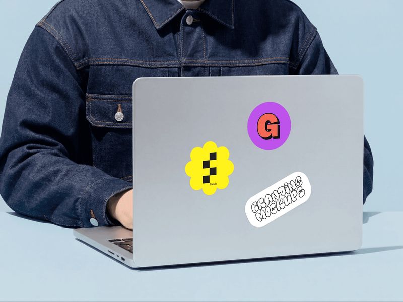 Laptop Sticker Collection Mockup