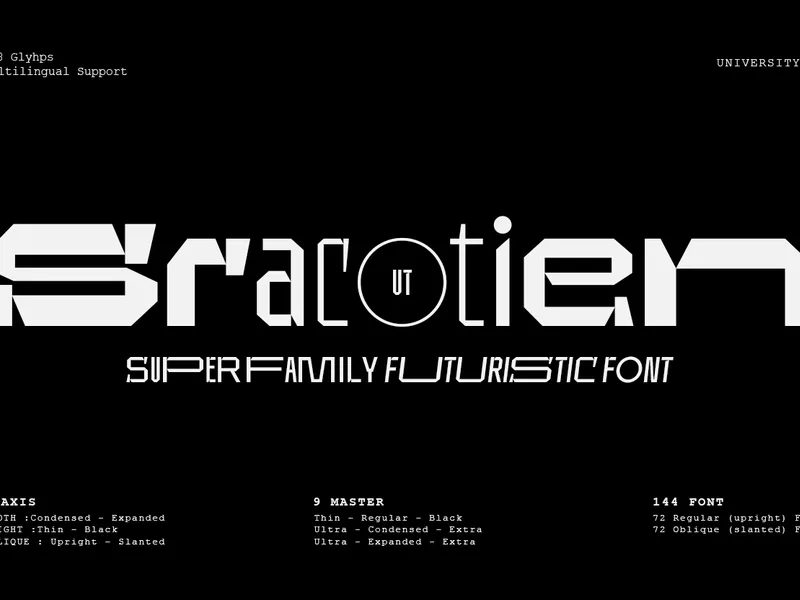 UT Sracotien : A Modern Futuristic Super Family Font