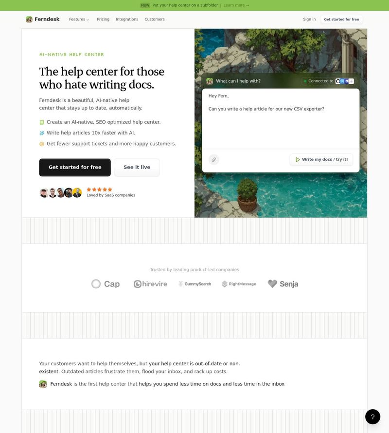 Screenshot taken from ferndesk.com