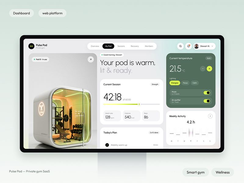 Pulse Pod — Smart Private Gym Dashboard