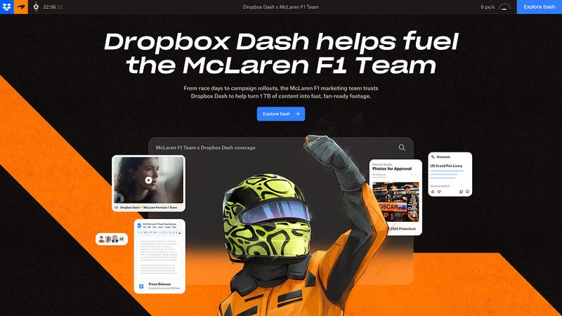 Screenshot taken from Dropbox Dash x McLaren F1 Team
