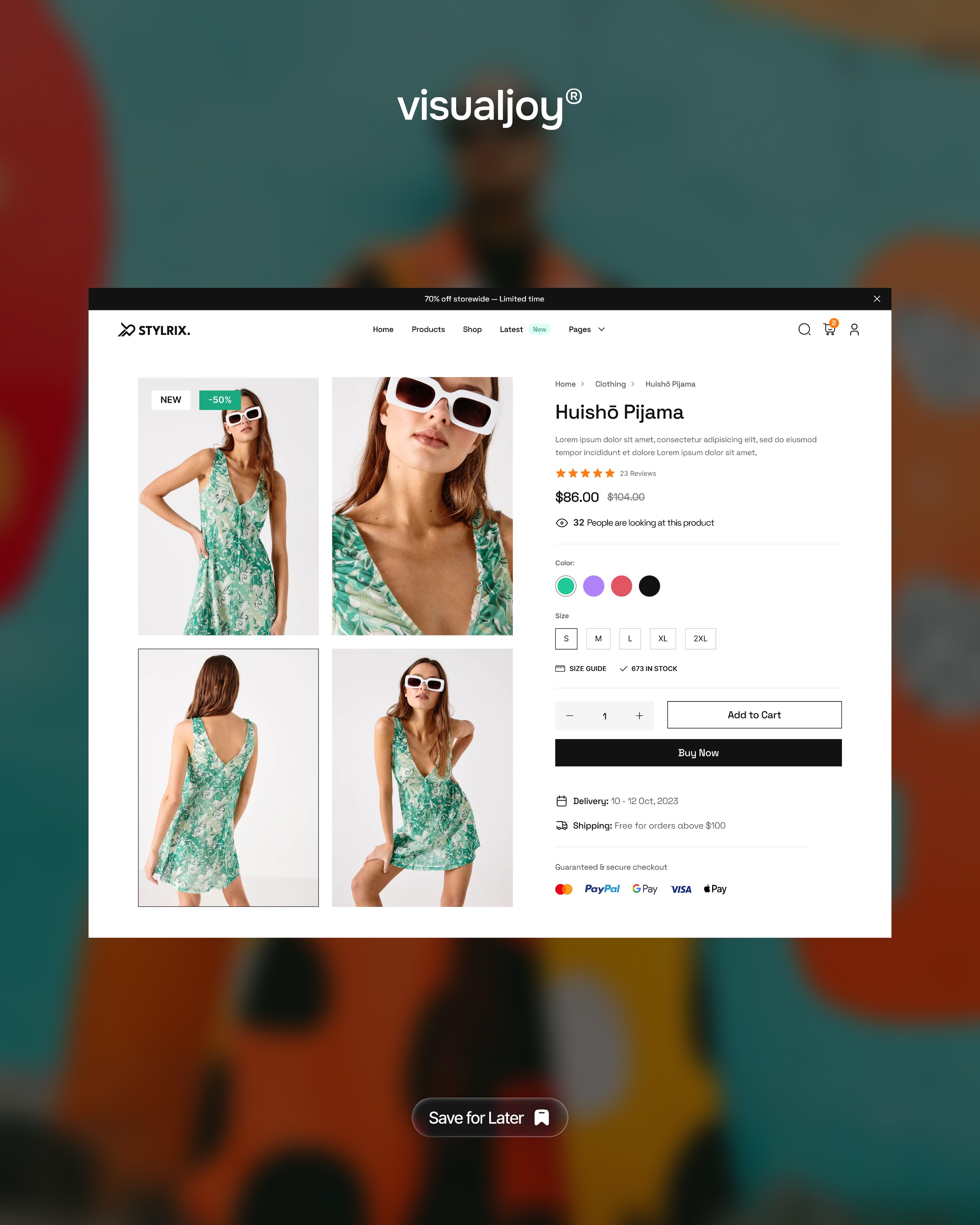 ✨ Introducing STYLRIX 👗✨
Fashion product detail screens designed to make every click feel like the first step of a runway walk.

What makes it stand out:
→ Bold, high-resolution imagery that captures every detail
→ Minimal, elegant layouts that keep focus on the product
→ Smooth, mobile-first design for effortless shopping anywhere

📩 Have a fashion project in mind?
Let’s make it stunning: hello@visualjoy.co
🌐 Visit us: visualjoy.co

👉 Follow @visualjoy for daily design inspiration & UI/UX tips.

#STYLRIX #FashionUI #EcommerceDesign #ProductPage #UXDesign #FashionTech #MobileCommerce #UIUX #DesignForConversion Image 0