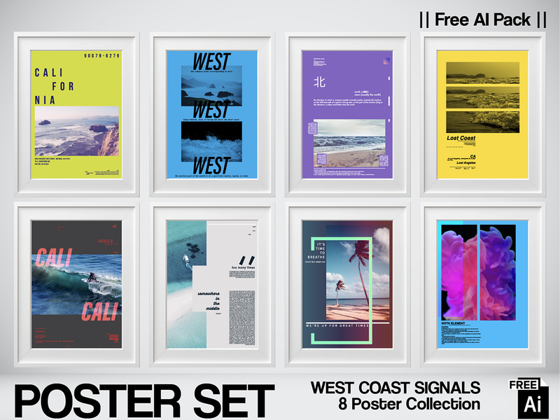 WEST COAST SIGNALS — 8 Free AI Editorial Posters