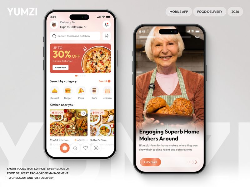 YUMZI - Food Delivery App UI Design
