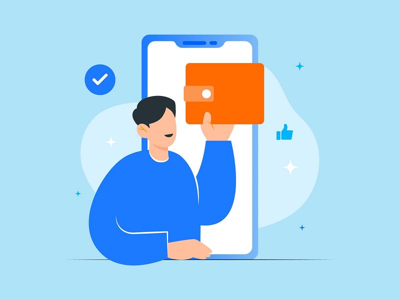 Wallet Verification Fintech Mobile App Illustration