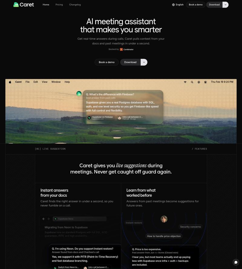 Screenshot taken from caret.so/en