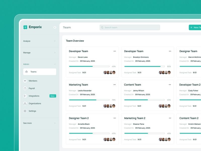 Clean & Modern Employee Management Dashboard UI