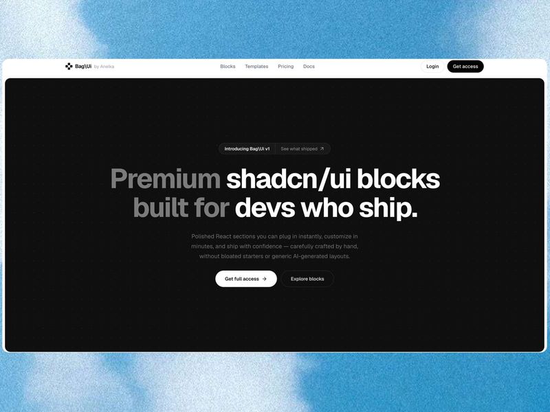 Bag/UI - Premium shadcn/ui blocks