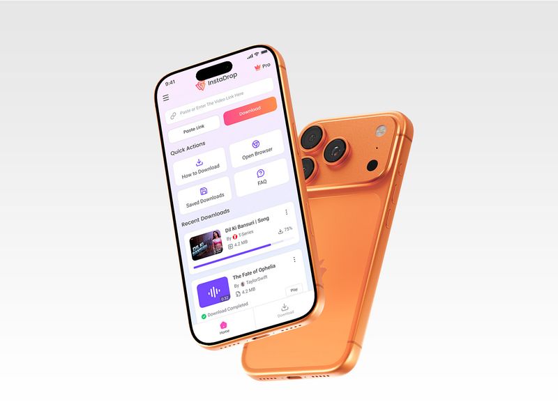 InstaDrop – Instagram Video Downloader Mobile App UI/UX Design