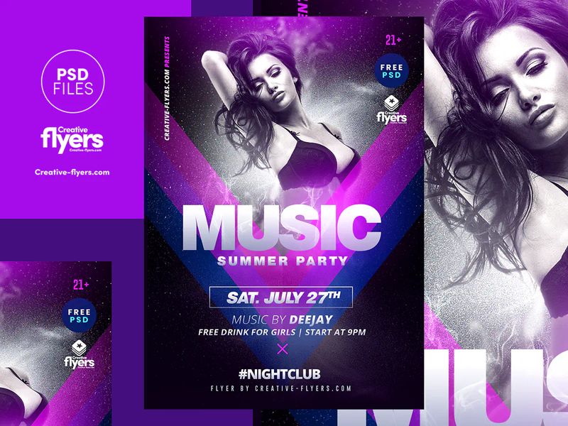 Free Electro Summer Party PSD Download - Creative Flyers