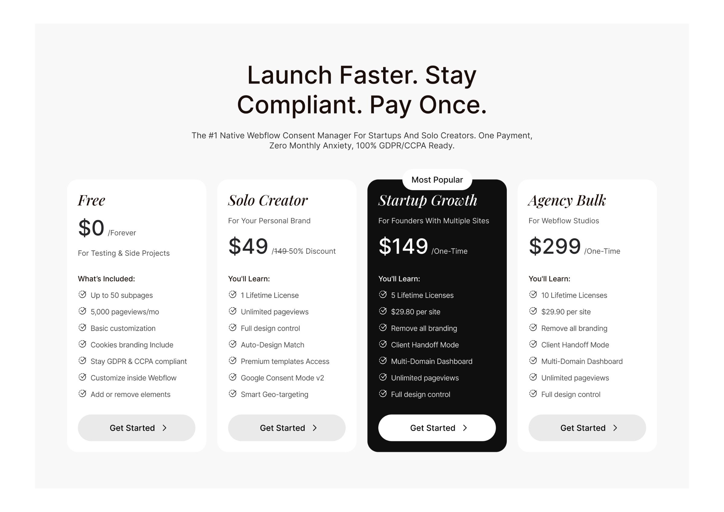 SaaS Pricing Section UI Design One-Time Payment Model
