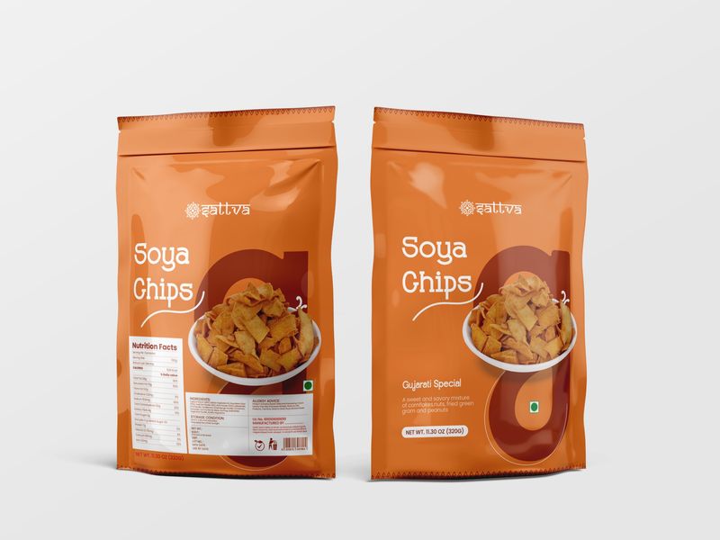 attva Soya Chips Packaging Design | Modern Indian Snack Branding