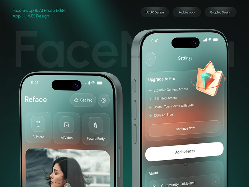 Face Swap & AI Photo Editor App | UI/UX Design