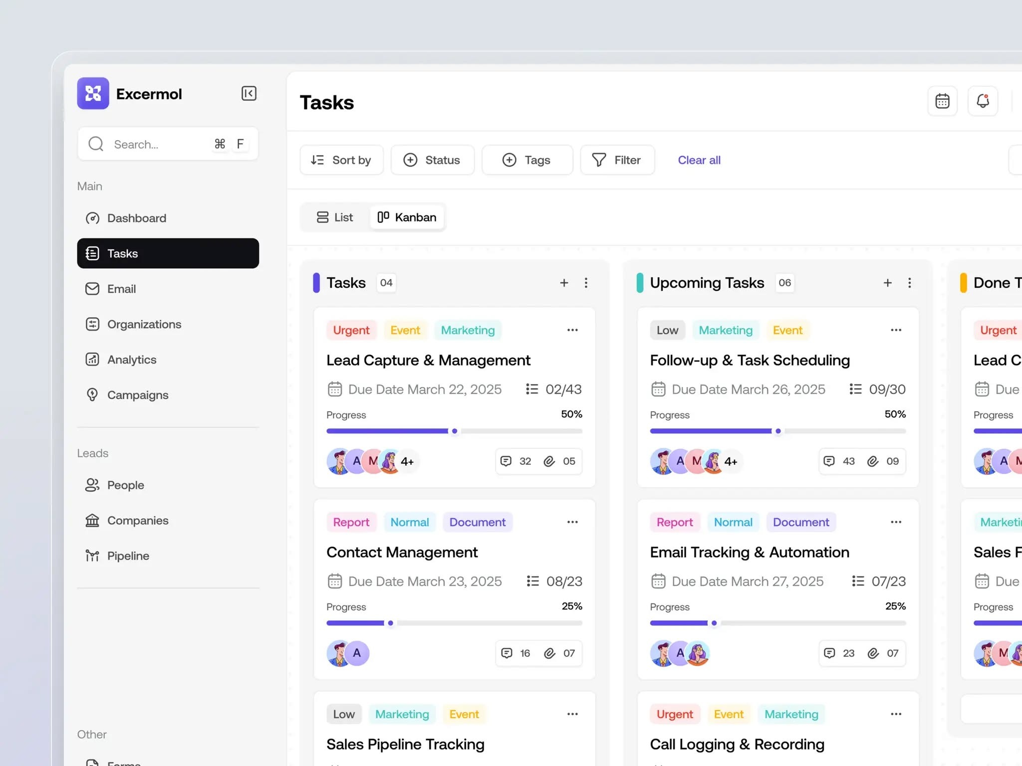 Sales CRM Tasks Dashboard Image 0