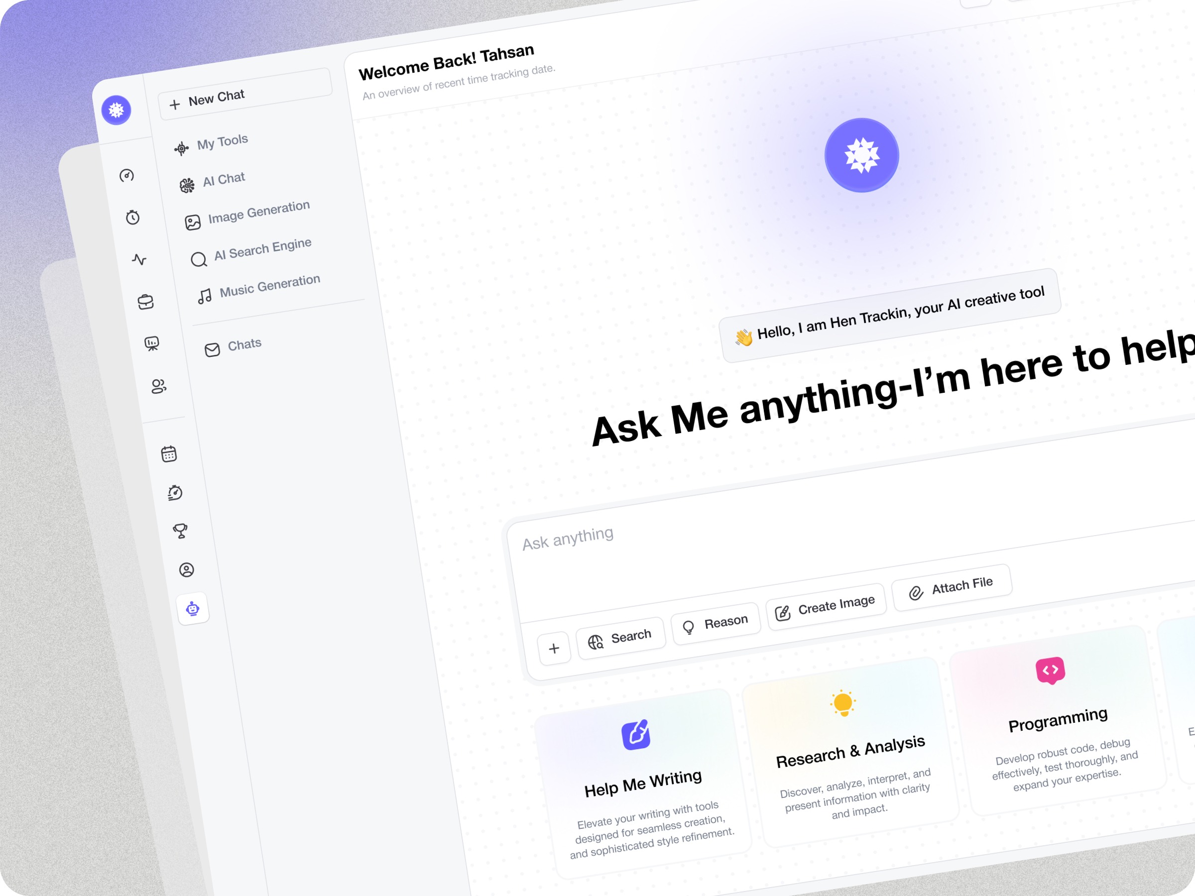 AI-Powered Time Tracking & AI Chat Dashboard Design Image 0