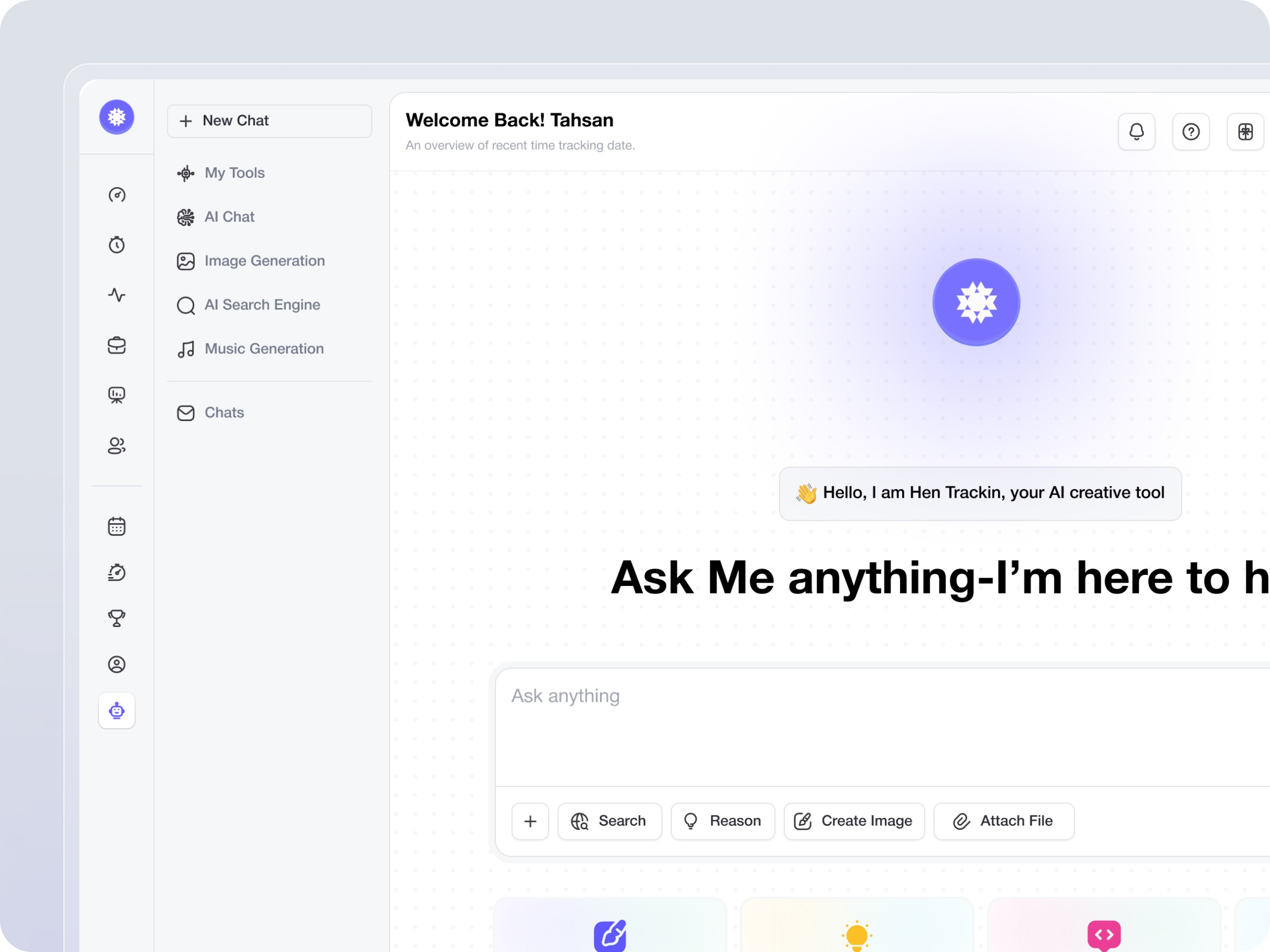 AI-Powered Time Tracking & AI Chat Dashboard Design Image 1