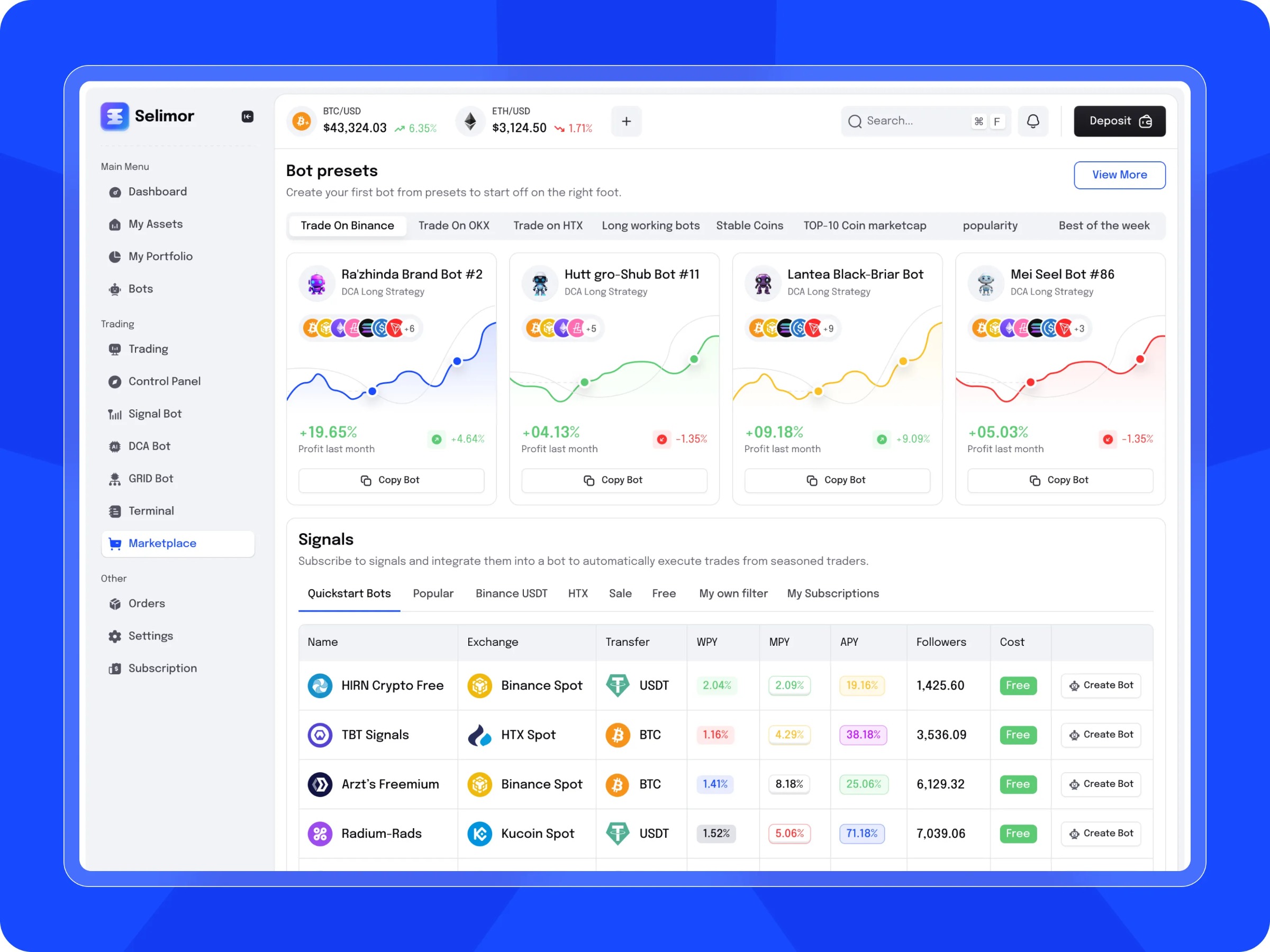 AI Crypto Trading Marketplace Dashboard Design