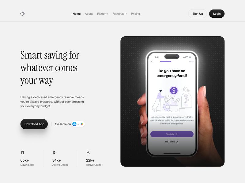 Emergency Fund Savings — Clean Mobile App Landing Page Design 📱