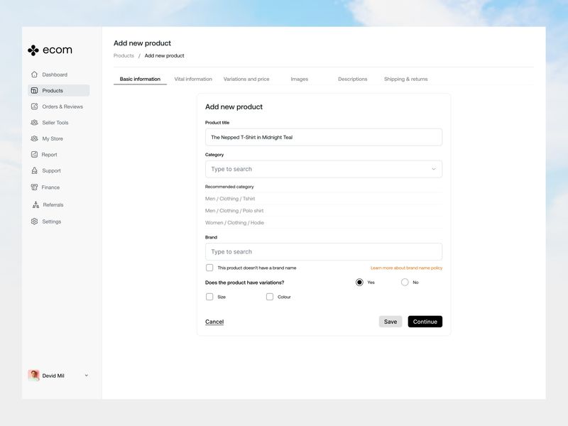E-commerce Product Upload Dashboard 