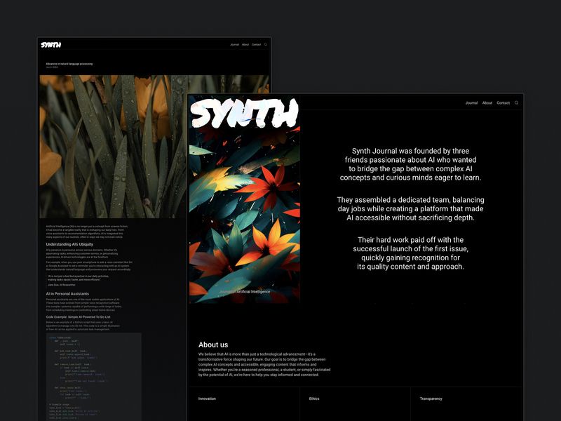 Synth Journal  - Framer template [FREE]