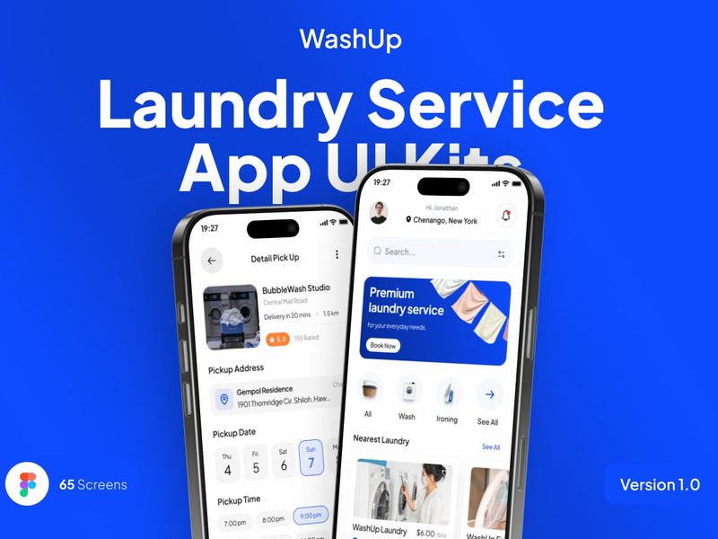 WashUp - Laundry Service App UI Kits - Mobile design asset by ui8