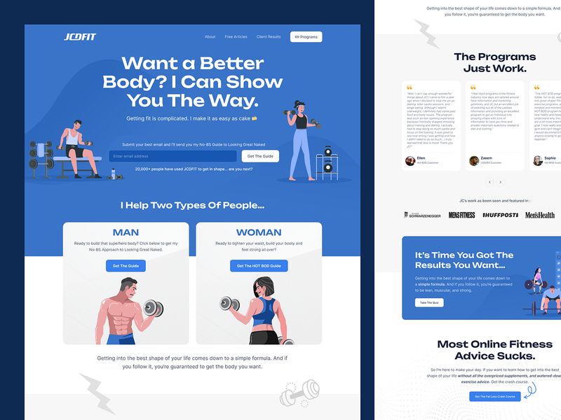 Fitness Landing Page UI — Desktop Website Design