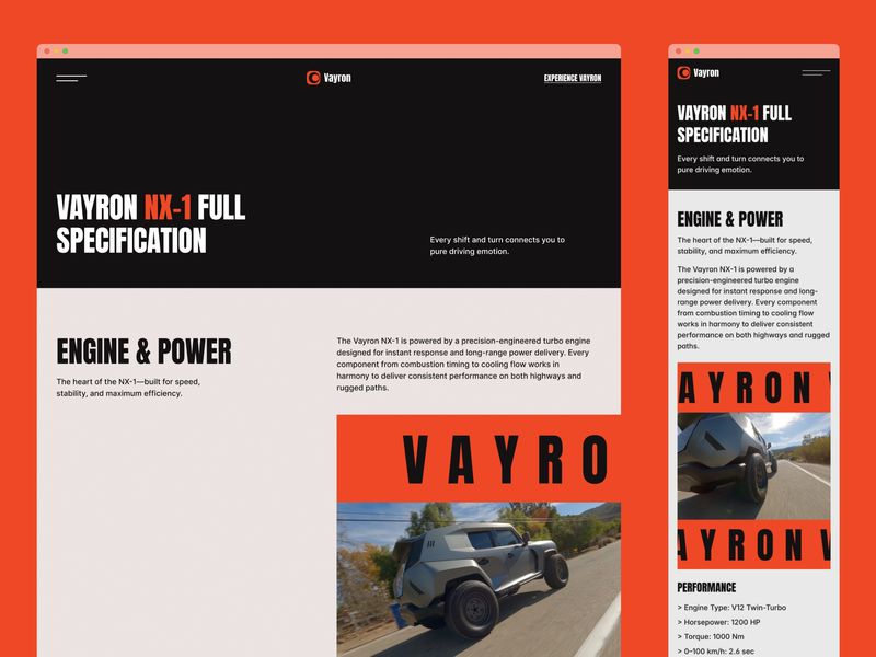VAYRON — Electric Vehicle Website Template