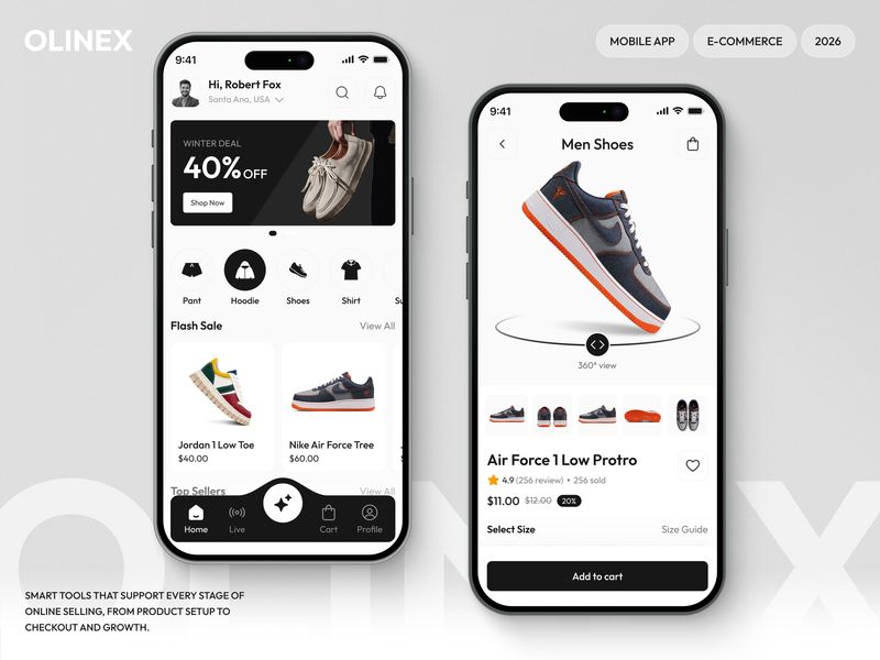OLINEX - Shopping App Mobile Ui Design