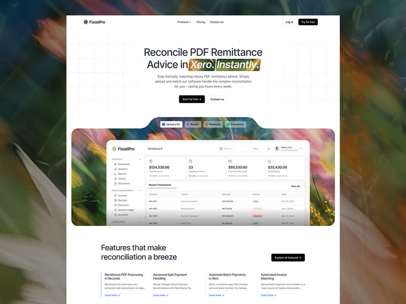 Remittance Reconciliation Software Website Design