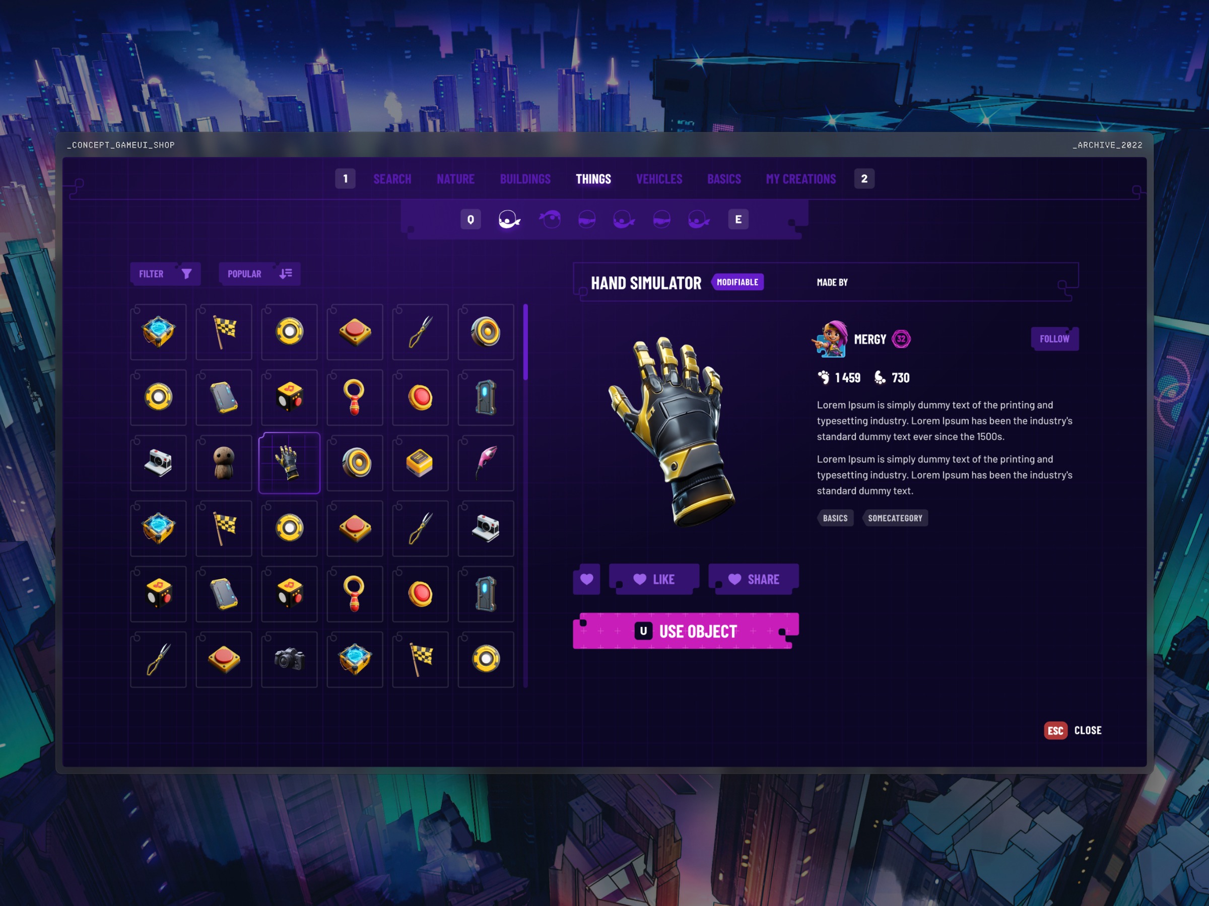 Game UI Shop