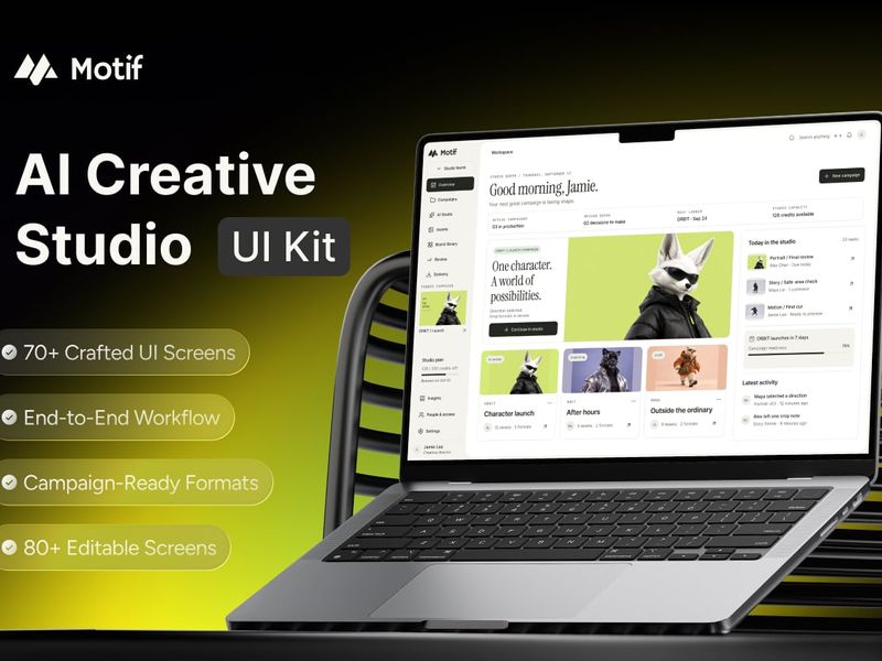 Motif - AI Creative Studio UI Kit - Portfolio, Agency design asset by ui8