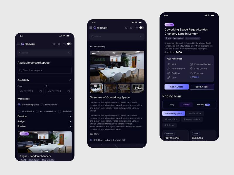 Fobework - Mobile Workspace Booking UI