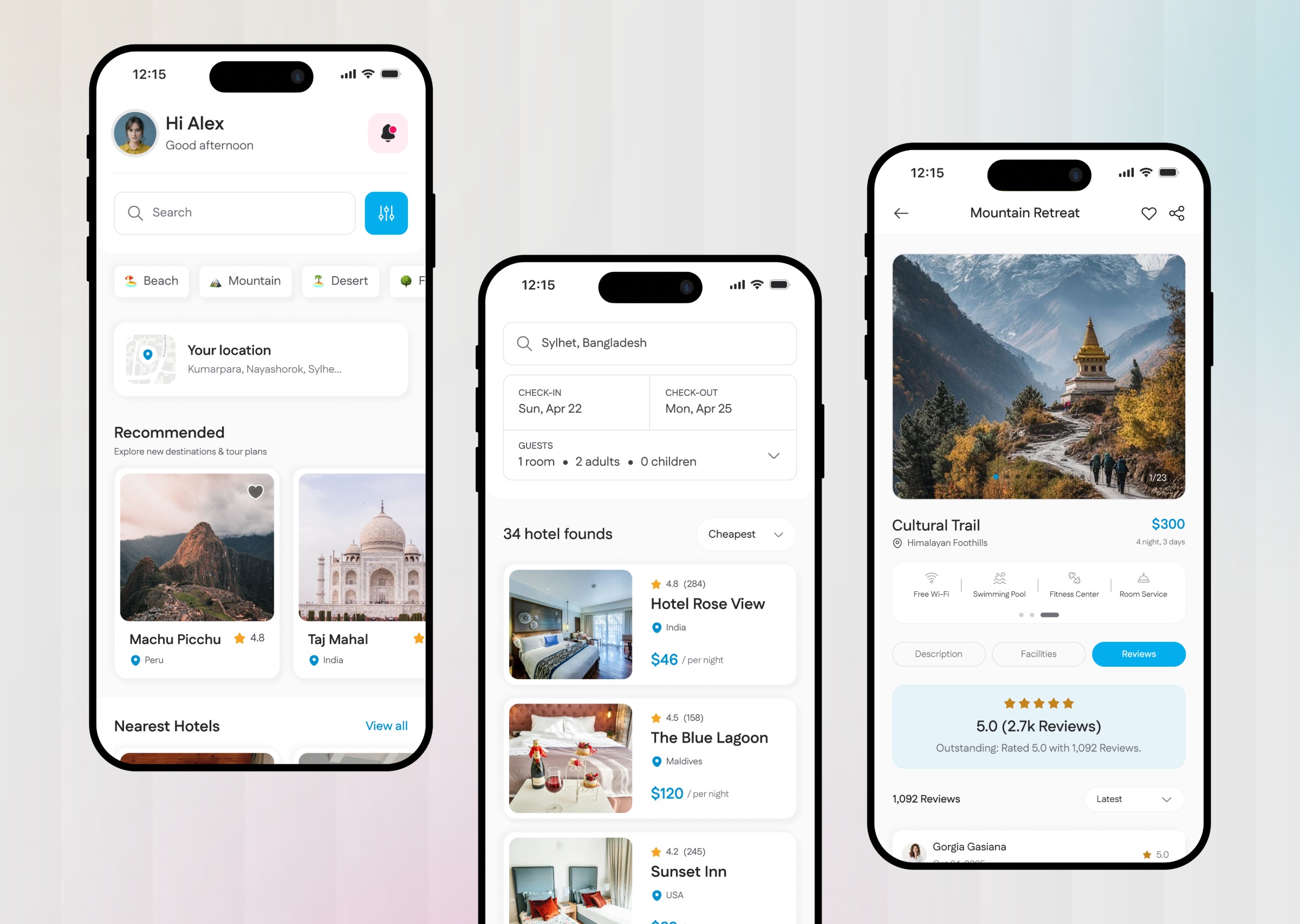 Tourly Travel App UI Design