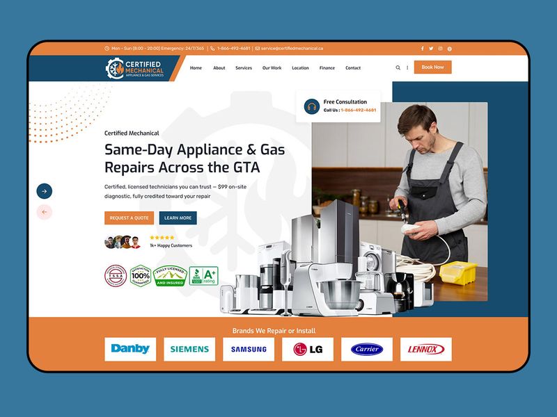 Certified Mechanical Repair Landing page