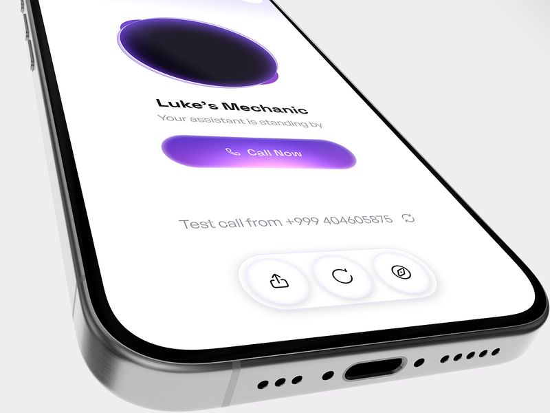 AI Receptionist Setup & Test Call UI