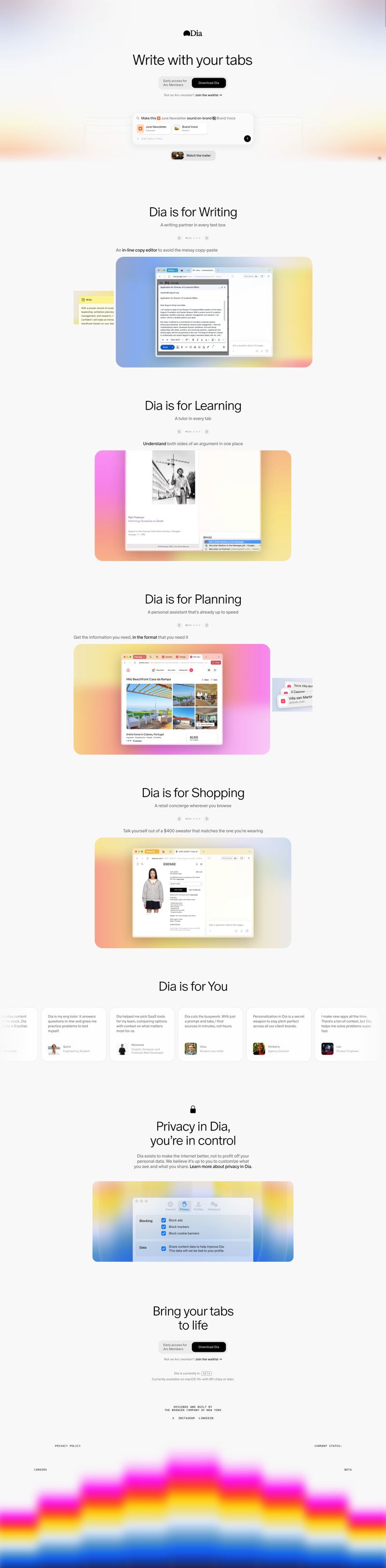 Screenshot taken from Dia Browser