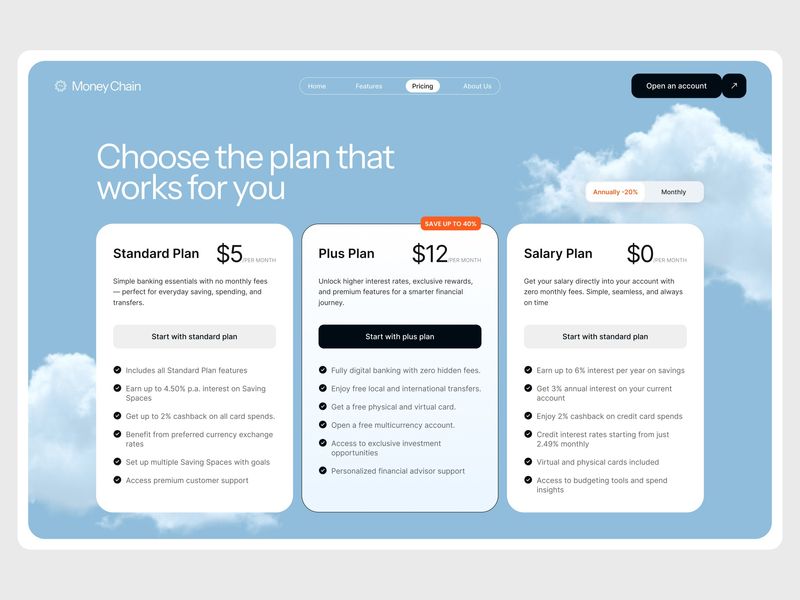 Modern Fintech Pricing Website Design