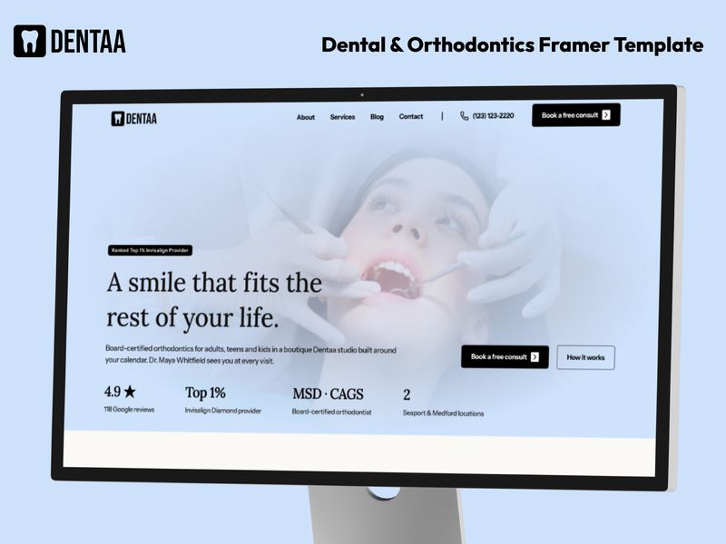 Dentaa: Free Medical Website Template by Fahem Ahmed — Framer Marketplace