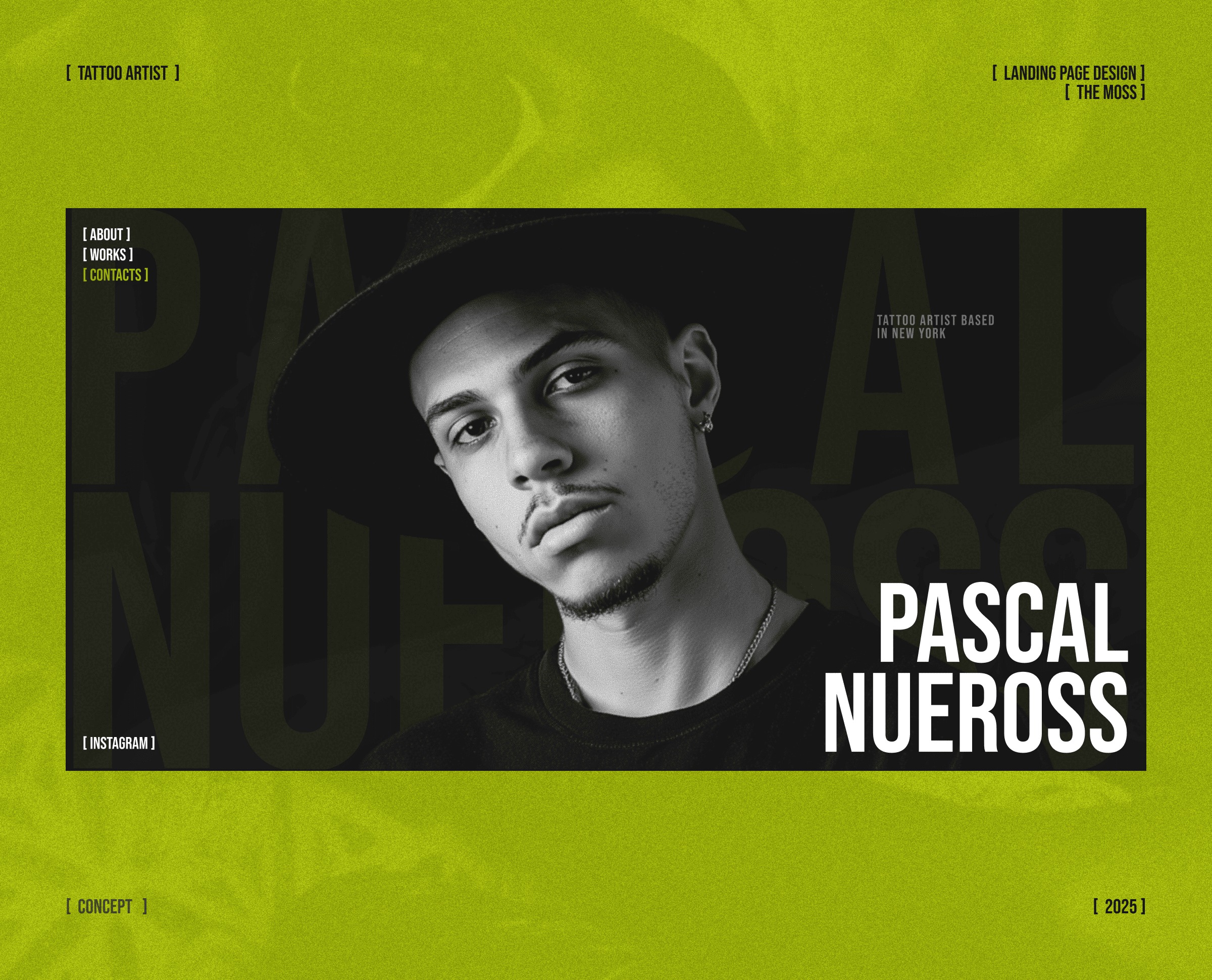 Dark Minimal Landing Page for Tattoo Artist